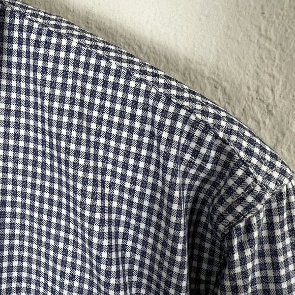 DSTRCT&Row Dress Shirt Long Sleeve White Blue Check Collared Size Medium NEW - Picture 4 of 10